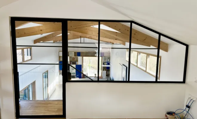 Verrière sur mesure avec porte verrière intégrée, Vienne, DELORME METALLERIE